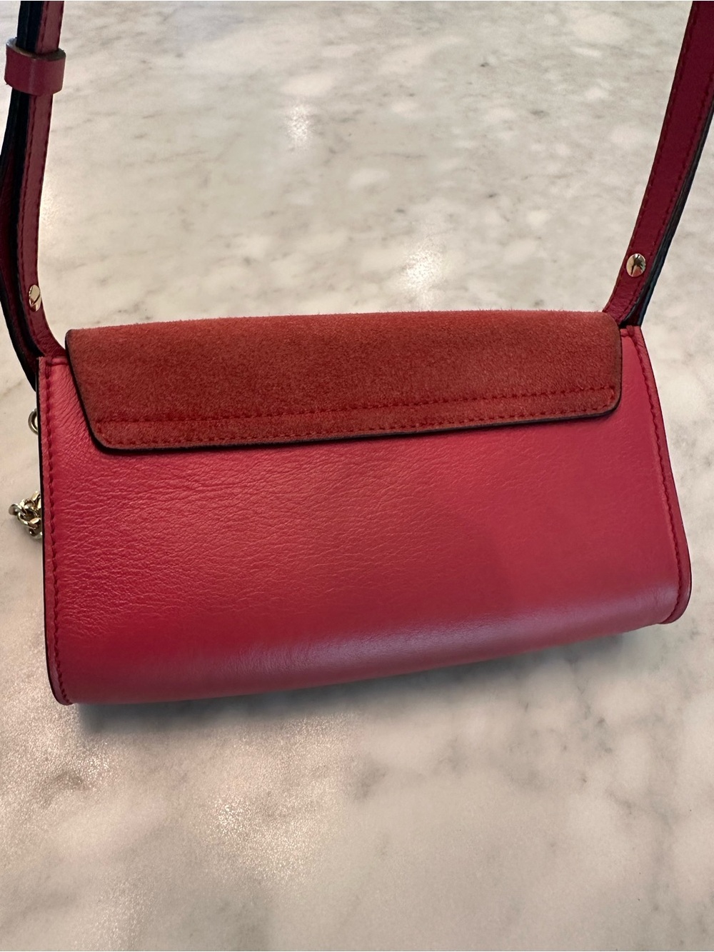 Chloe Faye Suede & Leather Shoulder Bag with Ring Detail - Picture 4 of 4